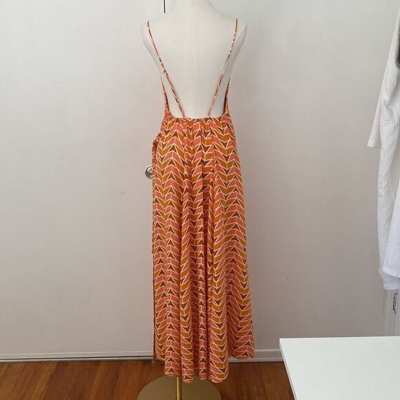 Free People Siren Orange Geometric Wrap Dress Size Small - Picture 8 of 15